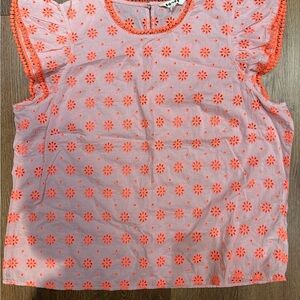 Boden Pink and Orange Floral Embroidered Top